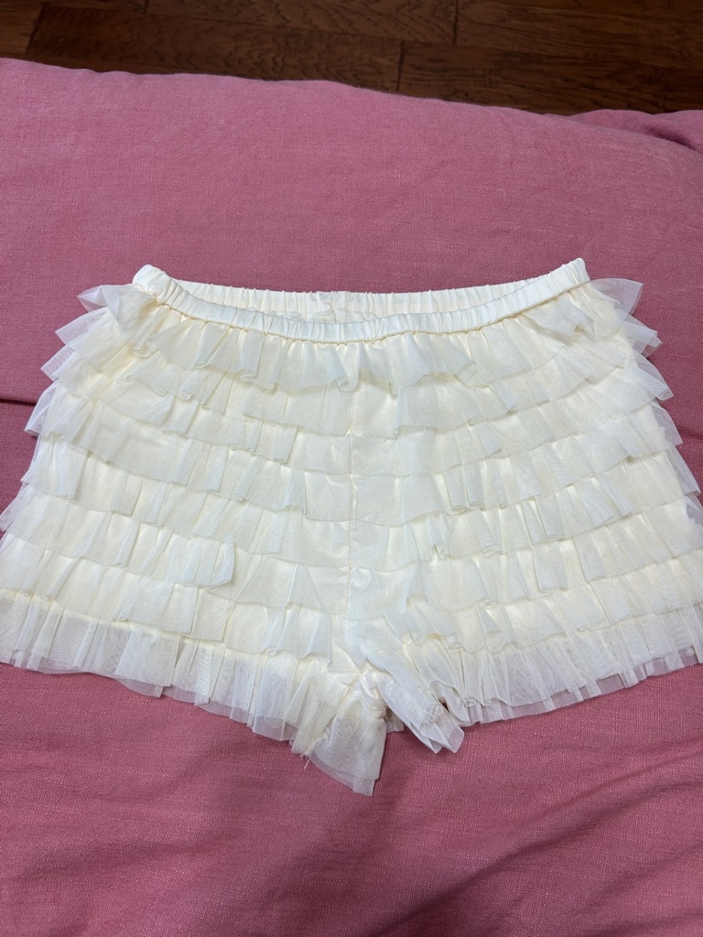 Ivory Ruffle Tiered Shorts